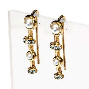 NEW - Sam Edelman Gold, Pearl & Rhinestone Chic Drop Climber Earrings